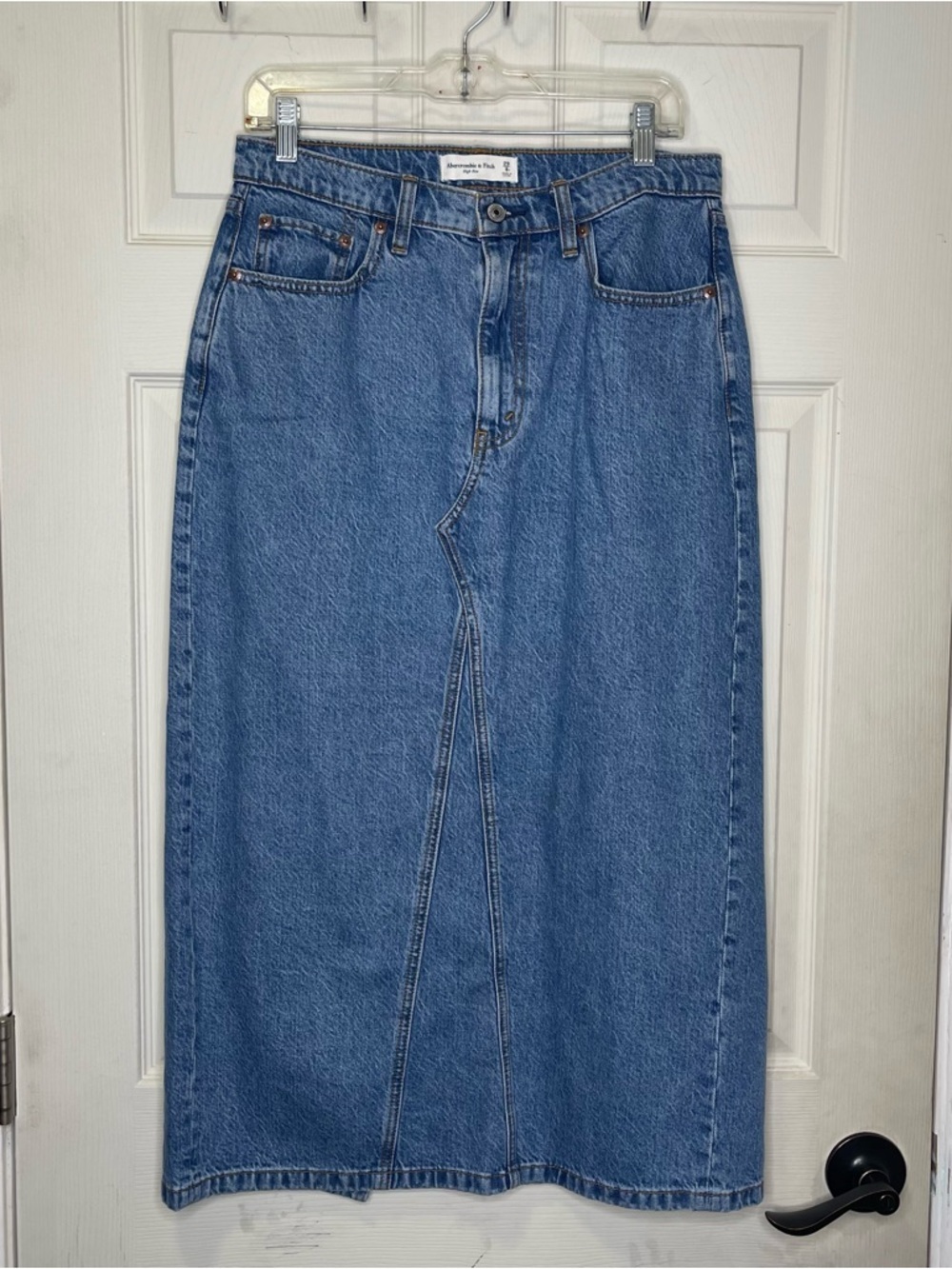 Abercrombie & Fitch Denim High Rise Column Maxi Skirt Sz 8/29